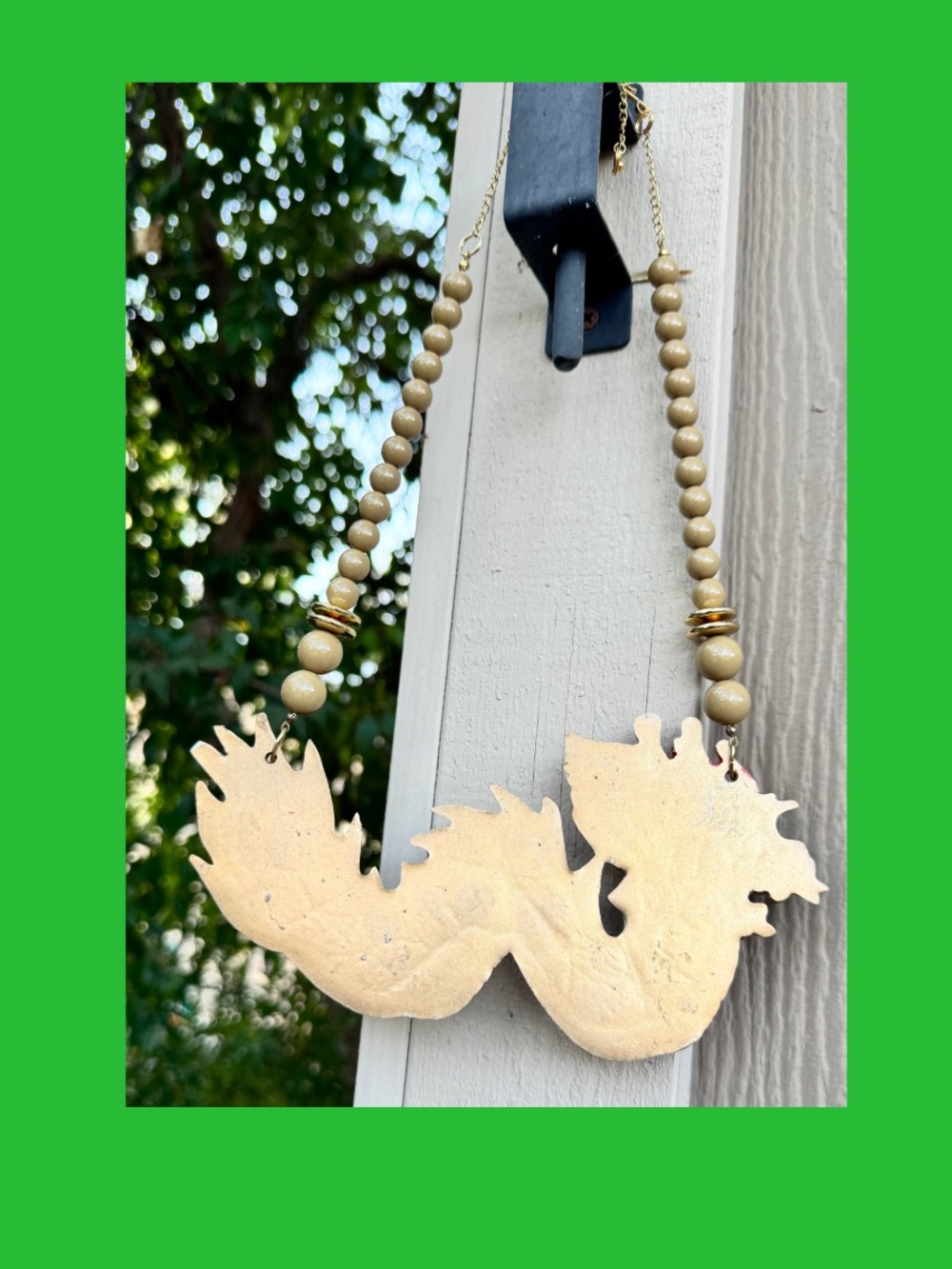🐉 Bold Gold Tone Dragon Statement Necklace Beaded Red Rhinestone Eyes - Picture 7 of 10
